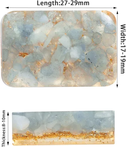 Vista 3 de Rockcloud Juego de piedras runas de cristal de aguamarina de resina, letras grabadas del alfabeto Futhark de anciano para reiki, curación de Azul