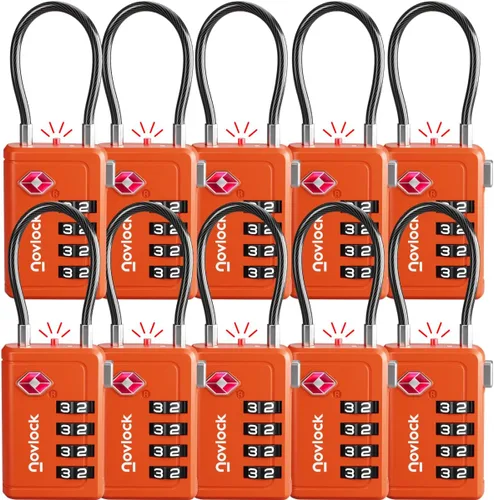 Vista 19 de Cerradura de equipaje aprobada por la TSA Indicador de inspección, combinación de 4 dígitos, aleación de zinc duradera para maletas, mochilas