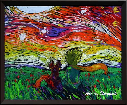 Vista 5 de Uhomate Pósters de The Little Prince Fox Le Petit Prince Vincent Van Gogh Noche estrellada para el hogar, lienzo para decoración de pared, cuarto