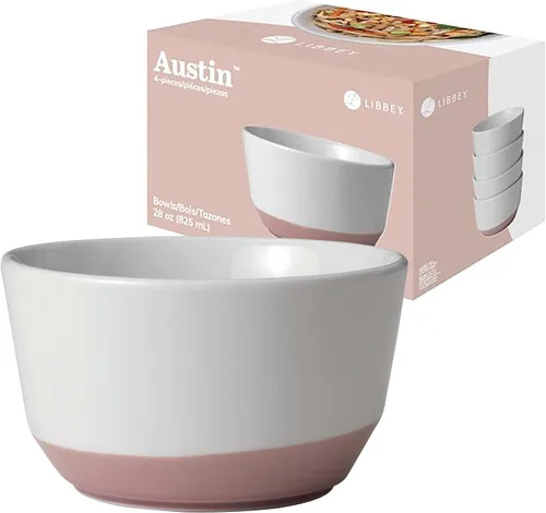 Vista 10 de Libbey Austin - Juego de 4 cuencos de ensalada de porcelana de 28 onzas, color azul basalto