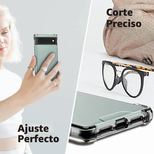 Vista 6 de KIOMY Funda para Google Pixel 6a, diseño híbrido con amortiguación de choques, cubierta protectora, parte trasera de PC rígida + bisel elevado
