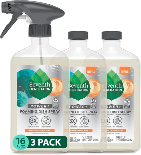 Vista 9 de Seventh Generation Espray Espumoso para Platos, 3X Luchadores contra la Grasa, Sin Fragancia ni Colorantes, 16 Fl. Oz.