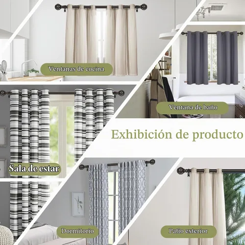 Vista 5 de TANGWIN Barras de Cortina de Granja de Bronce para Ventanas: Barra de Cortina Ajustable de Servicio Pesado de 18-45 Pulgadas para Dormitorio, Sala