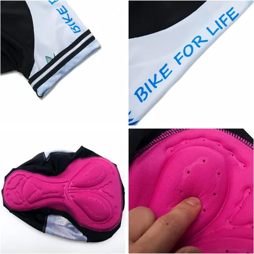 Vista 6 de Conjunto de pantalones cortos de ciclismo para mujer, traje de bicicleta acolchado para mujer