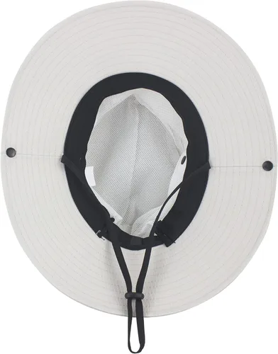 Vista 4 de Sombrero de verano para mujer, ala ancha, protección UV, plegable, para cola de caballo, para playa, pesca, senderismo Beige