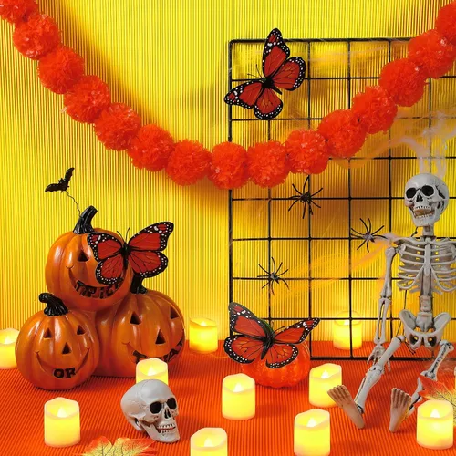 Vista 3 de 20 piezas de decoración del Día de los Muertos, color naranja oscuro