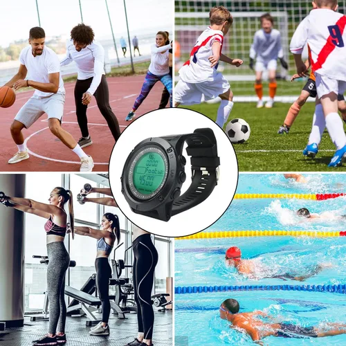 Vista 4 de Reloj de árbitro deportivo de fútbol, entrenador de fútbol, temporizador de árbitro con hebilla de acero inoxidable y silbato de árbitro con agarre
