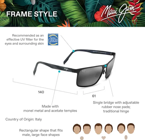 Vista 6 de Maui Jim Gafas de sol rectangulares polarizadas Wana para hombre