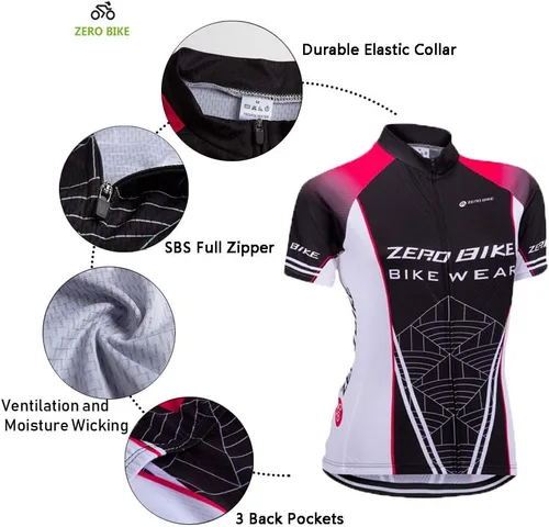 Vista 21 de Jersey de ciclismo para mujer, de manga corta, secado rápido, transpirable, para montaña.