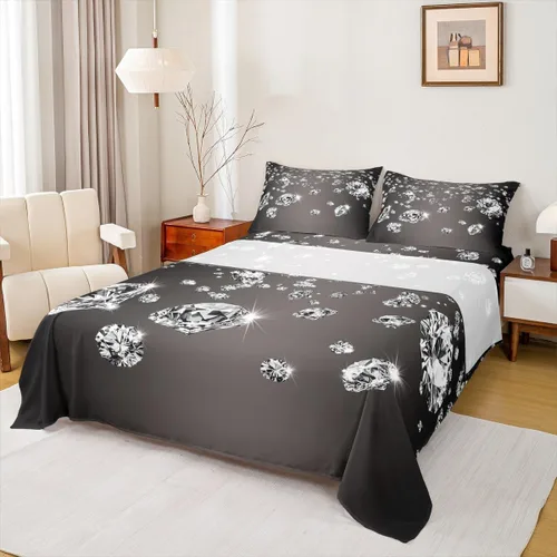 Vista 24 de Erosebridal Juego de ropa de cama para niños, sábanas kawaii con diseño de gato, tamaño individual, juego de cama de 3 piezas con 1 sábana bajera, 1