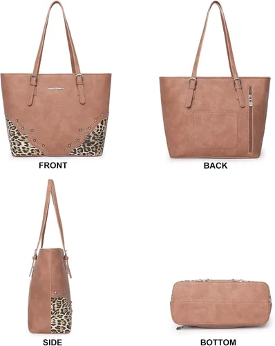Vista 3 de Montana West Juego de bolso de 3 piezas con estampado de leopardo para mujer