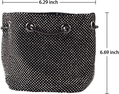 Vista 4 de Ayliss - Bolsa tipo cubo con diamantes de imitación para mujer, que se cruza en el cuerpo, tamaño minipequeño, brillante, de noche