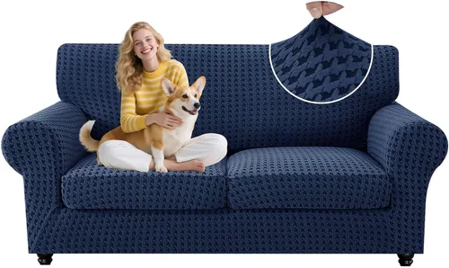 Vista 22 de MAXIJIN 2 fundas elásticas para sillón de sala de estar, fundas gruesas y suaves con brazos para perros, mascotas, protector de sofá individual