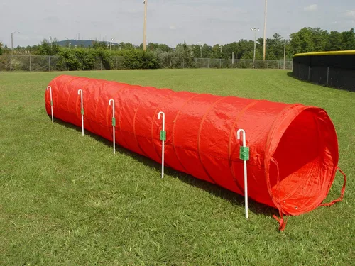 Vista 7 de Túnel de agilidad para perros de 14 pies con estacas, varios colores disponibles (borgoña)