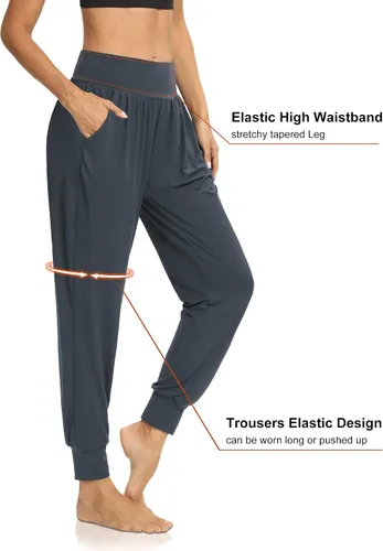 Vista 2 de DIBAOLONG - Pantalones deportivos holgados para mujer, para entrenamiento, yoga o descanso, cómodos, con bolsillos