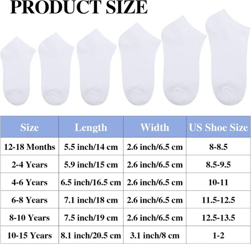 Vista 2 de Cooraby - Calcetines al tobillo unisex para niños, semi-acolchados (15 unidades)