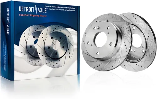 Vista 20 de Detroit Axle - Rotores perforados delanteros de 10.827 in + pinza de freno lateral del pasajero de repuesto para Toyota RAV4 Prius V Lexus HS250H