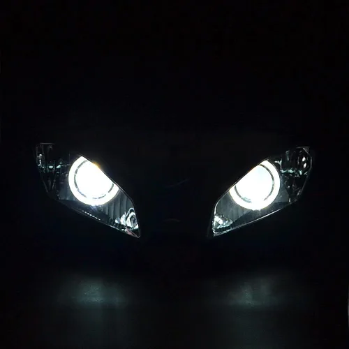 Vista 8 de Conjunto de faros LED Angel Demon Eyes HID Bombilla para Yamaha YZF R6 2008-2014 (blanco y azul)