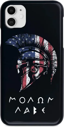 Vista 22 de Inspired Cases - Compatible con iPhone Xs Max - Funda protectora con textura 3D para Apple iPhone Xs Max - Bandera americana - Spartan - Molon Labe