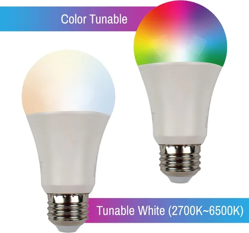 Vista 2 de CLEANLIFE Bombilla LED Smart Gen 2 A19 – RGB + bombilla inteligente blanca sintonizable con WiFi y control de luz Bluetooth – Controlada por