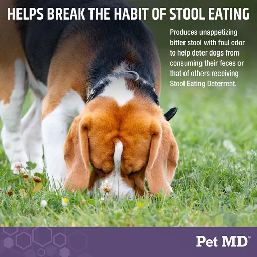 Vista 2 de Pet MD Taburete Disuasorio para Perros - Deja de comer caca para perros - 60 unidades Coprophagia Dog Deterrent with Enzymes, Herbs, & Prebiotics