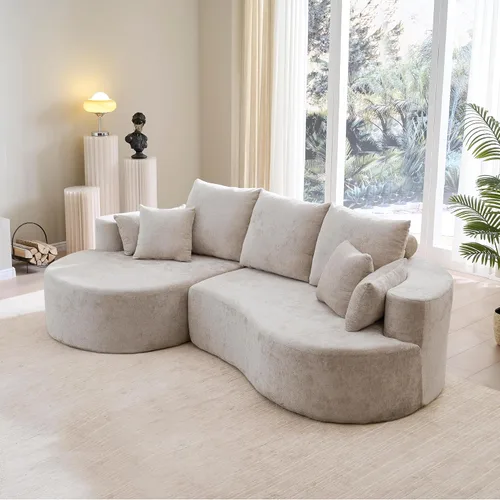 Vista 34 de Sofá Seccional Curvo de 106 pulgadas Sofá de Esponja con Chaise Lounge para Sala de Estar, Sofá Seccional Moderno en Forma de L, Sin Estructura