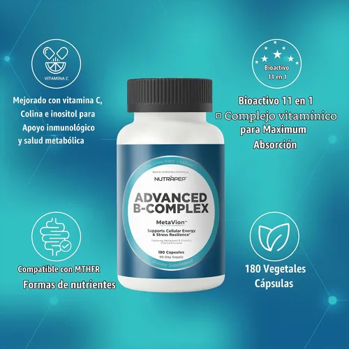 Vista 5 de NutraPep - Vitaminas metiladas del complejo B completo metil multivitamínico