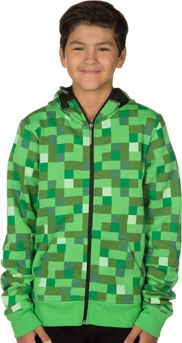 Vista 8 de JINX Minecraft - Sudadera con capucha con cremallera para niños grandes Verde