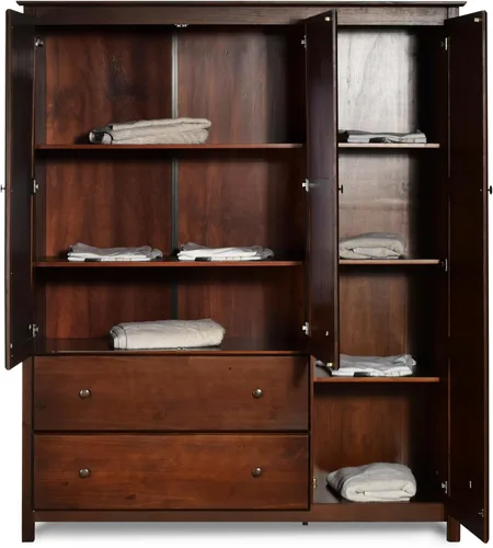 Vista 3 de Grain Wood Furniture Shaker Estante de madera maciza opcional con acabado cereza