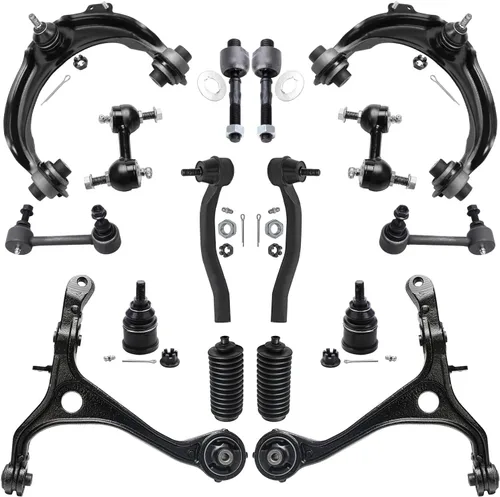 Vista 125 de Detroit Axle - Kit de suspensión frontal de 15 piezas para Jeep Grand Cherokee 99-04 1999 2000 2001 2002 2003 2004, brazos de control superior e
