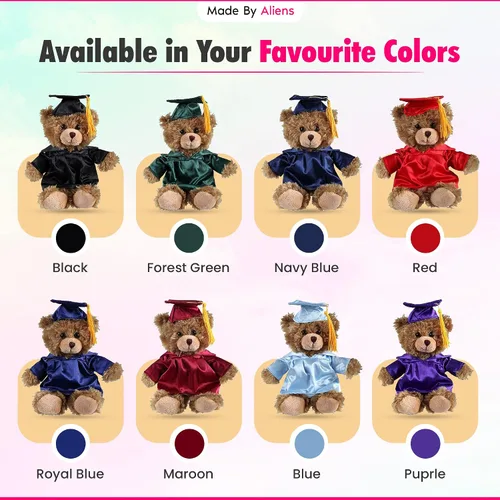 Vista 5 de Oso de peluche personalizado de graduación 2026, peluche personalizado con gorra y vestido, lindo animal de peluche de 6 pulgadas para graduados