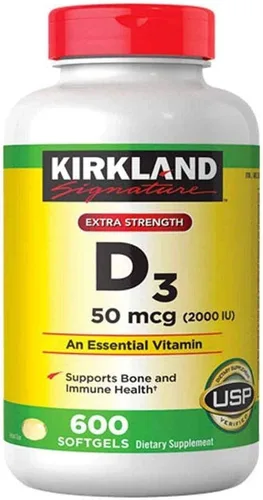 Vista 3 de Kirkland Signature Extra Strength D3 50 mcg., 600 cápsulas blandas (paquete de 2)