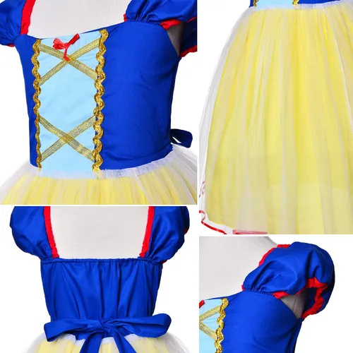 Vista 5 de Disfraz de princesa para niñas pequeñas para fiesta de cumpleaños con diadema