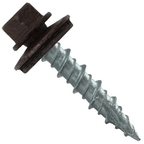 Vista 140 de Tornillos para techos de metal gris ABC 10 x 1 - Cabezal hexagonal - Arandela EPDM - Arandela de arranque automático/roscado - 1 bolsa - 250