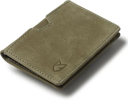 Vista 15 de FOXHACKLE Tarjetero de cuero de grano completo para hombres y mujeres, billetera delgada y plegable con bloqueo RFID, bolsillo frontal delgado Negro