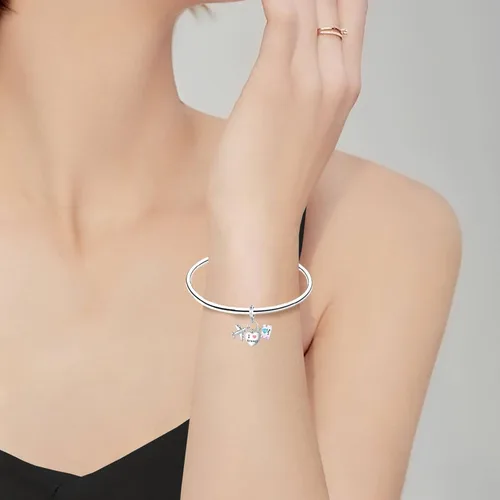 Vista 3 de LUXILLA Love You Best Friend Grandma Wife - Dije de corazón de plata de ley 925 para pulseras, collar, día de San Valentín, día de la madre, regalo