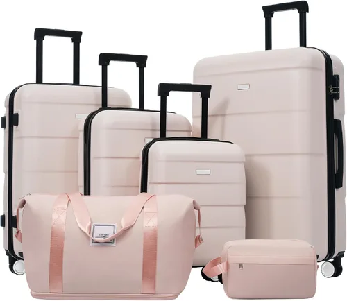 Vista 97 de Merax 3 piezas expandible ABS Hardshell equipaje Sets Spinner Wheel Maleta TSA Lock Suit Case, Apertura frontal negra, Juego de 2 piezas, Maleta