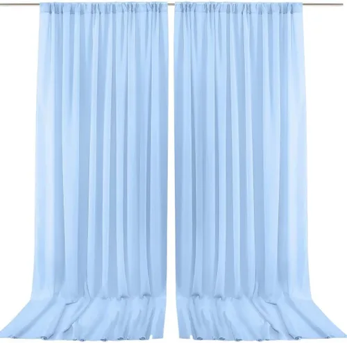 Vista 15 de PARTISKY Cortinas de telón de fondo de gasa negra de 10 x 7 pies, cortinas de fotos de tela transparente sin arrugas para boda, ceremonia, arco