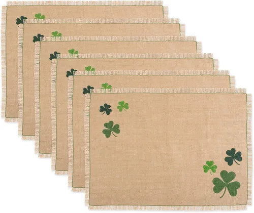 Vista 11 de DII Juego de manteles individuales reversibles de la colección del Día de San Patricio, 13 x 19, herradura de trébol, 4 piezas