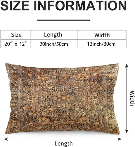 Vista 2 de Fundas de almohada persa Kirman con estampado antiguo, 8 fundas de almohada de 12 x 20 pulgadas, terciopelo suave, fundas de cojín decorativas