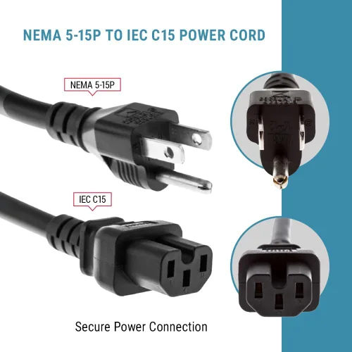 Vista 4 de CablesAndKits Cable de alimentación de CA resistente, compatible con Cisco P/N CAB-TA-NA-9200), 15A/125V, 14 AWG, 5-15P a C15