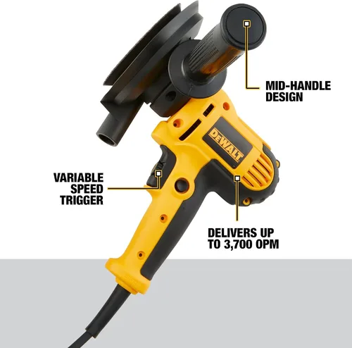 Vista 3 de DEWALT Lijadora rotativa, velocidad variable, cubierta antipolvo, 5 pulgadas (DWE6401DS)