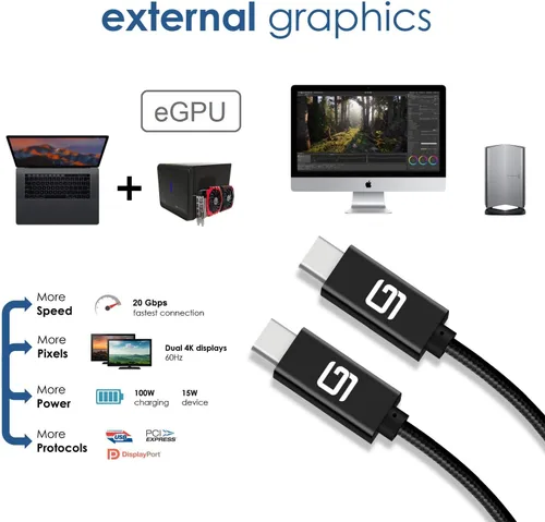 Vista 6 de Cable USB-C a USB-C (40Gbps) SuperSpeed [certificado] USB4 a USB tipo C, alimentación de 100 W (compatible con USB 3.1 y 3.2) de nailon trenzado