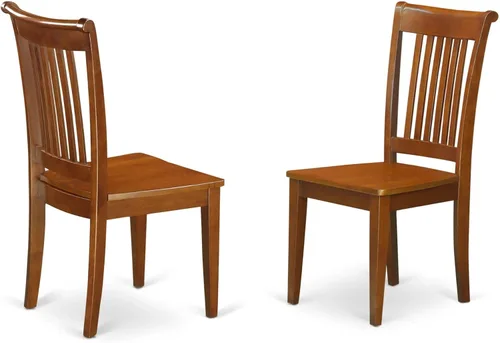 Vista 5 de East West Furniture POC-OAK-C Portland - Juego de 2 sillas de comedor tapizadas de tela de lino, de madera maciza, color roble