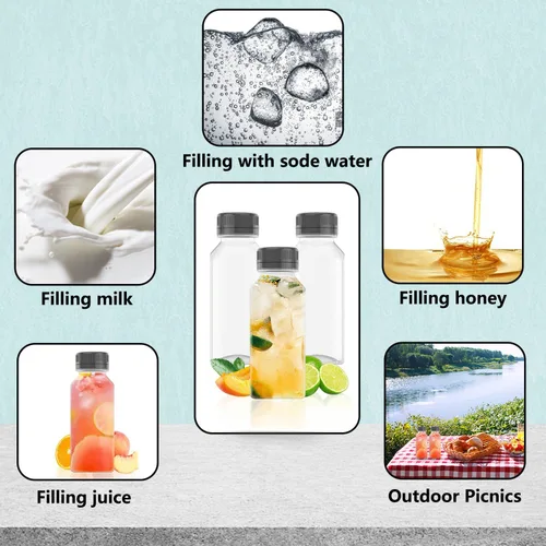 Vista 3 de Goiio 3 botellas de plástico de 8 onzas, recipientes transparentes para bebidas, para batidos, leche de jugo y bebidas caseras