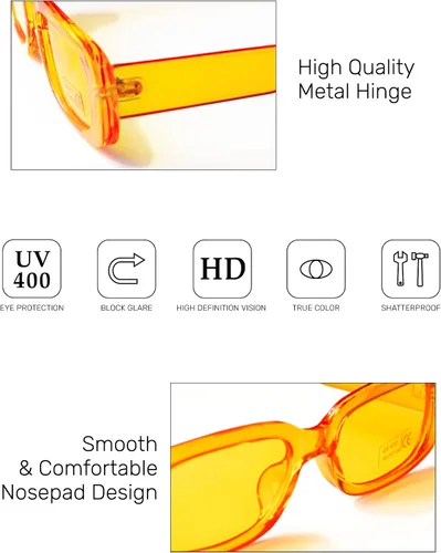 Vista 5 de 4 Pieces Retro Sunglasses Small Rectangle Trendy Vintage 90s Y2K Sunglasses for Women