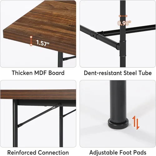 Vista 7 de Tribesigns Mesa de comedor para 6-8 personas, mesa de cocina rectangular de madera de 70.9 pulgadas con marco de metal de tubo, mesa de comedor