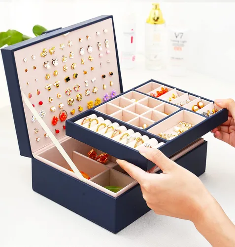 Vista 5 de ARIYIBO Joyero para aretes, cajas de joyería para mujeres y hombres, organizador de aretes, organizador de aretes para niñas y mujeres, caja