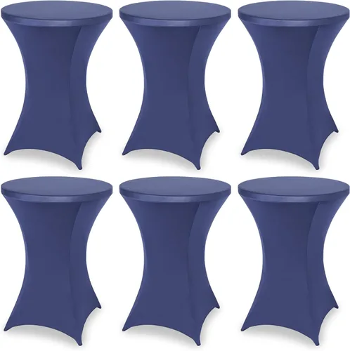 Vista 19 de FestiCorp Mantel de Mesa Negro de Spandex, Manteles Ajustados para Cóctel, Manteles Elásticos Redondos para Mesa Alta para Fiestas, Bar, Bodas