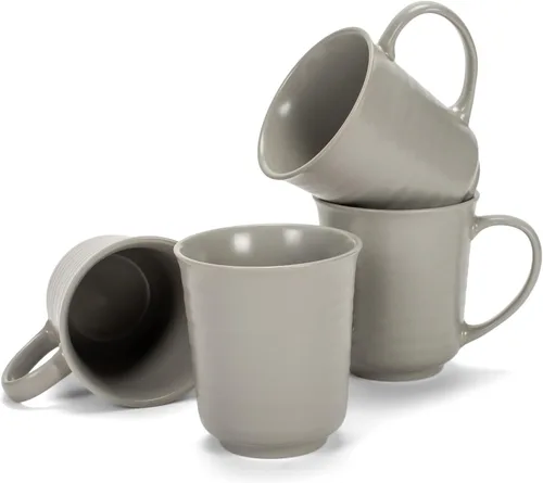 Vista 10 de Elanze Designs Juego de 4 tazas de café de cerámica de 17 onzas con acabado esmaltado blanco mate